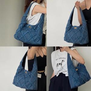 Sac fourre-tout en jean pour femme, sac à main bandoulière décontracté de haute qualité, design tendance pour femme - Product Image 6