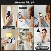 Lampe Selfie Magnétique 5 Modes avec Miroir, Rechargeable et Portable, pour Enregistrement Vidéo, Conférences et Vlogs