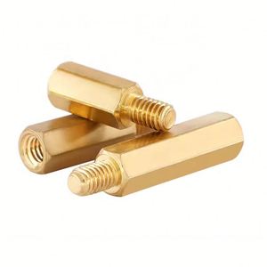 Entretoises droites moletées en laiton M2 M3 M4, écrous hexagonaux en acier au carbone pour usage industriel, zingués/nickelés classe 4.8/6.8 - Product Image 3