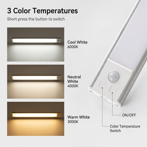 Luz LED para Gabinete con Sensor de Movimiento, Lámpara Nocturna de Instalación Magnética, 3 Temperaturas de Color, Recargable por USB para Cocina y Armario - Product Image 4