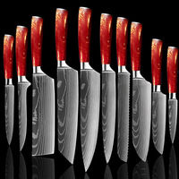 Juego de Cuchillos de Cocina Profesionales de la Serie Majesty, Premium, Japoneses, Ultra Afilados, con Patrón de Damasco Láser, para Uso a Largo Plazo