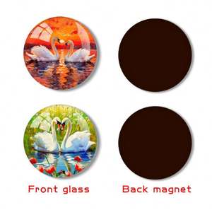 แม่เหล็กติดตู้เย็นแก้วทรงกลมขนาด 40 มม. แบบกำหนดเองได้ ขายส่ง สติ๊กเกอร์ติดตู้เย็นรูปหงส์ - Product Image 5