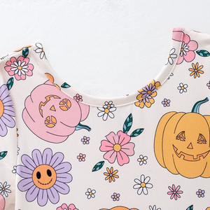 Vestito per Bambine e Ragazze, Autunno Halloween, in Seta di Latte, Casual, Ecologico, Morbido, Elastico, Maniche Corte, Motivo <span class=keywords><strong>Zucca</strong></span> e Floreale - Product Image 2