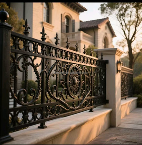 Thiết kế hiện đại màu đen wrought sắt cầu thang lan can bên ngoài lan can & tay vịn - Product Image 6