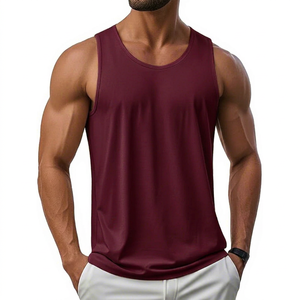 Men's Solid Color Sleeveless Tank Top O-Neck Quick Dry Knitted Polyester Casual Muscle <b>Vest</b> Plus Size - Product Image 1