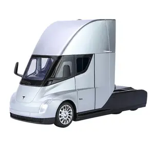 Diecast 1:24 Tesla yarı kamyon ayrılabilir metal simülasyon kamyon alaşım araç oyuncak kamyon modeli tekerlekler hareketli çocuklar için oyuncak araba nodel