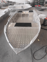Bateau de pêche en aluminium de 13 pieds, entièrement soudé, d'occasion, à fond plat, pour la pêche au bar, vente en gros, mini bateau Jon portable simple