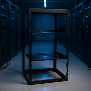 D0100X3BB38 Armoire réseau à cadre ouvert 20U, profondeur 23, métallique, 4 poteaux, étagères ventilées, montage mural ou sur pied - Product Image 2