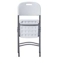 Chaise pliante rectangulaire en plastique robuste et moderne avec pieds en acier et poignée de transport, portable pour l'école et le parc