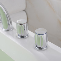 Robinet de baignoire de luxe abordable en cuivre, ensemble cinq pièces, montage sur pont, douchette, poignées en céramique en forme de pastèque, mitigeur chaud-froid
