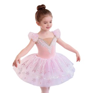 Vestido de Ballet para Niñas, Tutú Rosa con Lentejuelas y Encaje, Vestido de Baile con Lazo en el Hombro para Actuaciones en Escenario - Product Image 2