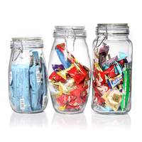 Küchen-Glasbehälter 500ml 750ml 1l Clip-Top-Behälter Nuss-Lebensmittel-Aufbewahrung Luftdichter Verschluss Deckel-Glas