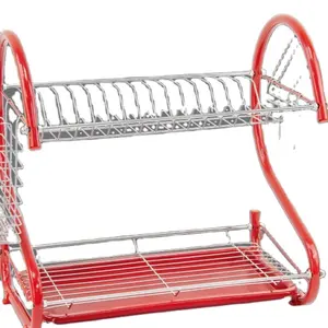 Chinese Manufacturer assembly 2 Tier S Tube Iron Wire Kitchen Cabinet Dish Drying Drainer Tableware Drying Rack Dish Rack