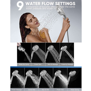 Adjustable Chrome Top Shower Head Set 9 <strong>Spray</strong> Settings Handheld Design Sliding <strong>Mount</strong> for Apartment Use-Eco-Friendly - Product Image 4