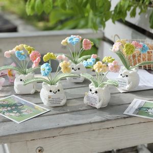 ตุ๊กตาดอกไม้โครเชต์แบบพัฟฟ์ ต้นไม้ปลอบประโลมอารมณ์ในกระถางสีขาว งานถักมือ ดอกฟอร์เก็ตมีน็อตในกระถาง ของตกแต่งโต๊ะทำงาน ของขวัญ - Product Image 6