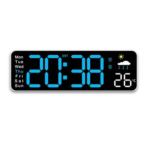 Horloge murale numérique intelligente à LED avec grand écran rectangulaire, prix compétitif, affichage de la température météo, télécommande pour la maison - Product Image 1
