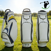 Sac de golf pliable en cuir PU durable, imperméable, bleu, léger, avec séparateurs, logo brodé personnalisé, pour voyage et extérieur