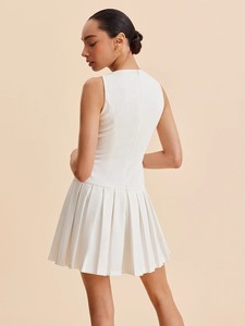 Abito Mini Estivo 2026 da Donna di Buona Qualità, Trasparente, Dolce, Plissettato, Senza Maniche, Vestibilità Slim, Eco-Friendly, per Feste e Serate - Product Image 5