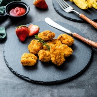 Assiettes rondes en ardoise pour restaurant, plateau à sushi en pierre, assiettes de service noires en gros pour la restauration, les restaurants et les hôtels