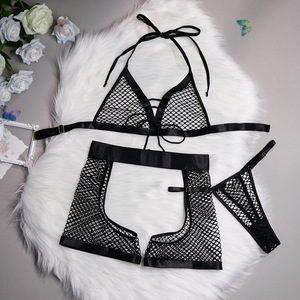 Lencería de red Sexy mujer desnuda disfraz erótico Rosa neón se puede ver ropa interior transparente - Product Image 4
