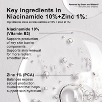 Sérum visage à la niacinamide 10% et au zinc 1%, léger, sans huile, 30 ml, OEM ODM, étiquette privée, logo personnalisé, vente en gros