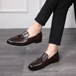 Chaussures habillées pour hommes à expédition rapide, chaussures de ville en cuir véritable, talon bas, pour le bureau, les fêtes, soutien de la voûte plantaire, imperméables, haute qualité, neuves - Product Image 1