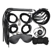 Kit de bondage BDSM de luxe pour couples, 7 pièces, jeux de rôle, jouets en cuir souple, attaches, bandeau, fouet, menottes, imperméable