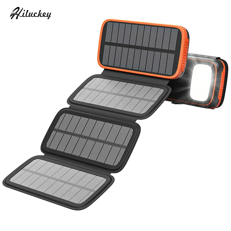 Hiluckey 2024 Lanterna LED de alta qualidade USB C portátil 20000mAh Bancos de energia solar