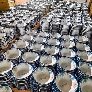 Ciotole per zuppa bianche blu in ceramica floreale con fiore goffrato bianco sfuso nordico - Product Image 6