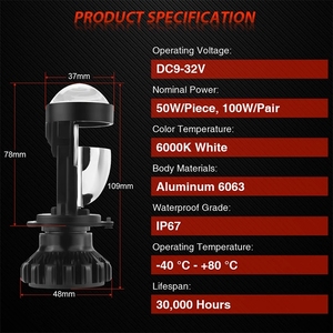 Accesorios para Automóviles, Lente de Proyector LED H4, Bombilla de Luz Blanca de 55 W y 7000 LM, 6000 K, Kit de Conversión para Hyundai Accent, para Nissan Altima 2015 - Product Image 3