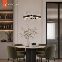 Lustre carré moderne en verre artisanal pour salle à manger de villa et salon d'hôtel
