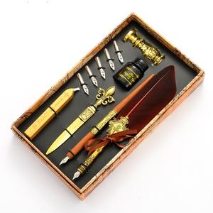 New Design Luxury Feather High Quality <b>Dip</b> <b>Pen</b> Set with Ink - Product Image 3