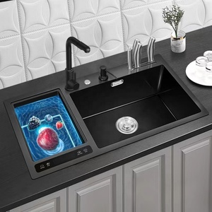2024 nuovo prodotto di alta qualità tecnologia ultrasonica nera lavello da <span class=keywords><strong>cucina</strong></span> 304 acciaio inossidabile intelligente lavello da <span class=keywords><strong>cucina</strong></span> - Product Image 2