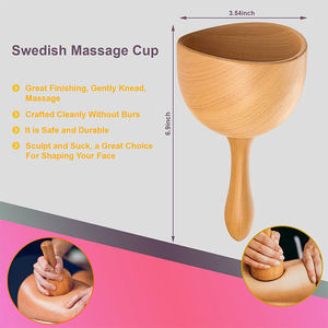 Copa de Masaje Sueco BF-MZ15 al por Mayor, Herramienta de Gua Sha de Madera de Caucho para el Cuidado Corporal y Facial - Product Image 6