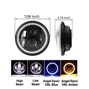 Đèn Pha LED Chùm Sáng Thấp Tròn RGB 7 Inch Đèn Chạy Ban Ngày Mắt Góc Đèn Pha LED Đơn Bật Cho Xe Jeep SUV ATV - Product Image 4