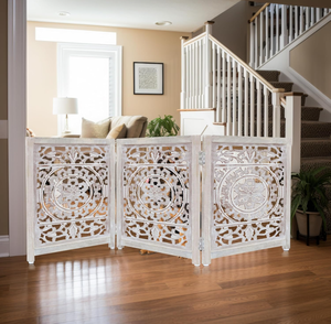 Barrière pour animaux de compagnie pliable <span class=keywords><strong>et</strong></span> extensible en <span class=keywords><strong>bois</strong></span>, à poser au sol, 3 panneaux, pour usage intérieur, vente chaude - Product Image 5