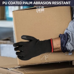 Guantes de Trabajo de Poliéster Ultrafinos con Recubrimiento de PU, Impermeables, Ambidiestros, Resistentes a Cortes, con Excelente Agarre, Negros, para Jardinería - Product Image 2