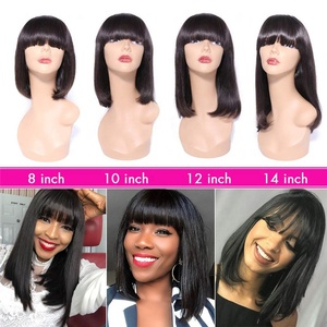 Foxen Chưa Qua Chế Biến Xương Thẳng Đầy Đủ Máy Làm <span class=keywords><strong>Bob</strong></span> Tóc Giả Với <span class=keywords><strong>Bangs</strong></span> Tóc Con Người Mở Rộng Nhà Cung Cấp Tóc Giả Brazil Tóc <span class=keywords><strong>Bob</strong></span> Tóc Giả - Product Image 6