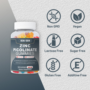 Gomitas de <span class=keywords><strong>Zinc</strong></span> Picolinato Veganas de Marca Privada al por Mayor, Sin Azúcar, con Sabor a Frambuesa - Product Image 3