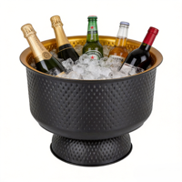 Seau à glace noir champagne en métal, double paroi, acier inoxydable martelé, pour bar, fête, mariage, banquet, barbecue en plein air