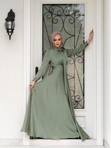 Abito <span class=keywords><strong>in</strong></span> <span class=keywords><strong>Raso</strong></span> a <span class=keywords><strong>Maniche</strong></span> <span class=keywords><strong>Lunghe</strong></span> per Donne Musulmane del Medio Oriente, <span class=keywords><strong>Vestito</strong></span> Formale Bestseller per Donne Musulmane - Product Image 5