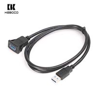 Câble d'extension USB 3.0 encastrable de 1 m tressé pour caméra de tableau de bord de voiture/scanneur/imprimante, résistant à l'eau IP65, transfert de données et de charge