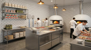 Vente directe d'usine Réfrigérateurs et congélateurs <span class=keywords><strong>Table</strong></span> de préparation de pizza sur comptoir Réfrigérateur Nouvelle tendance Refroidisseur de salade pour usine de boissons - Product Image 5