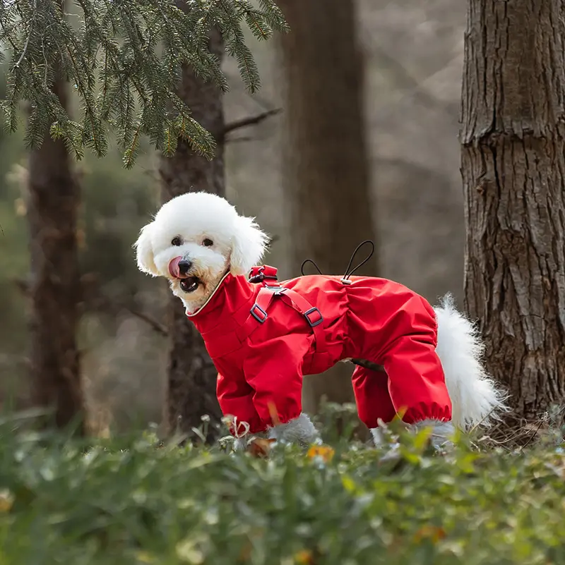 Proveedores de ropa para perros a rayas impermeable moda reflectante gato impermeable chaqueta reflectante ajustable perro impermeable