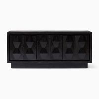 Meuble TV 3 portes en bois massif noir sculpté de haute qualité, meuble de salon, console multimédia