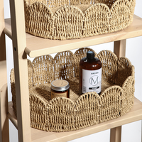 Panier de rangement simple en corde de papier tressée, boîte de rangement artisanale adaptée aux tables basses, aux fruits, aux collations et aux articles divers