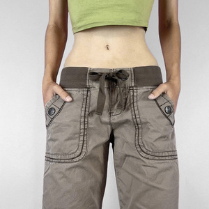 Jeans cargo droits personnalisés ODM style rétro américain pour <span class=keywords><strong>femme</strong></span>, décontractés, <span class=keywords><strong>taille</strong></span> <span class=keywords><strong>basse</strong></span>, en denim, avec bretelles, pour l'extérieur - Product Image 5