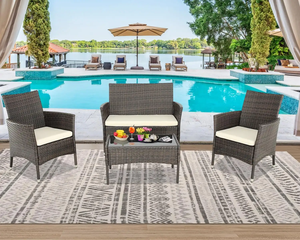 Lot <span class=keywords><strong>de</strong></span> 4 canapés <span class=keywords><strong>de</strong></span> conversation en plastique avec coussins pour patio, <span class=keywords><strong>jardin</strong></span> et cour. - Product Image 2