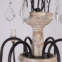 MEEROSEE-Lustre Français Rétro Bois, Bras en Métal Rouillé, Lustres de Style Bougie pour Salon, Salle à Manger, Luminaire MD8102