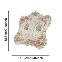 Cadre photo en résine 3D rose gaufré à double ouverture, style campagnard français, pour décoration de bureau, vente en gros, OEM